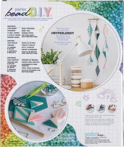 مجموعة أنشطة Perler DIY Kinetic Art Mobile Fuse Bead Craft لديكور المنزل، تختلف أحجام الأنماط النهائية، متعددة الألوان 1327 قطعة in Saudi Arabia
