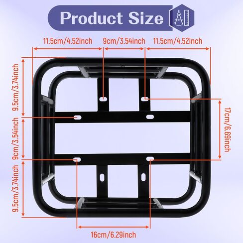 Colaxi Electric Bike Rear Basket, Bike Basket Rear Frame Bicycle Basket Front Rear Hanging Bike Cargo Basket, 12.80inchx11.02inchx5.91inch, Black in Saudi Arabia