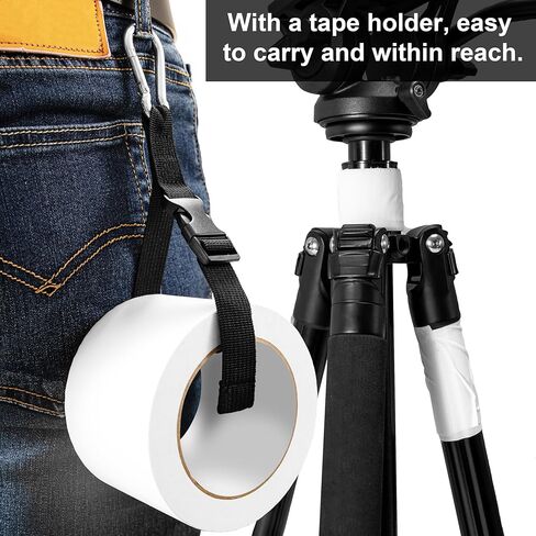 شريط MyLifeUNIT Gaffers أبيض، 7.62 سم ​​× 30 ياردة، شريط Gaffer شديد التحمل مع حامل شريط الخصر، شريط لاصق ذاتي التمزق للاستخدام الاحترافي in Kuwait