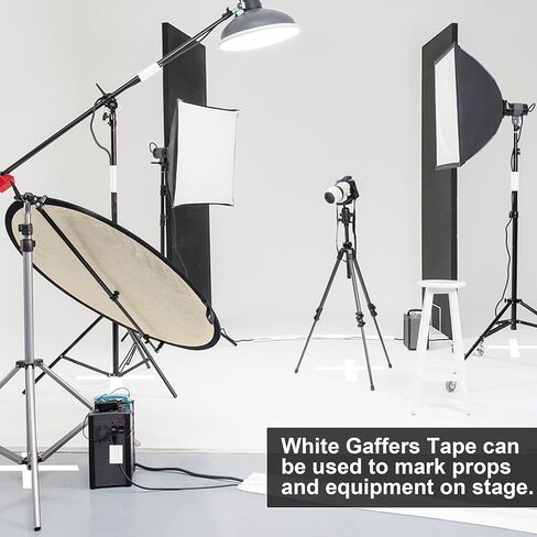 شريط MyLifeUNIT Gaffers أبيض، 7.62 سم ​​× 30 ياردة، شريط Gaffer شديد التحمل مع حامل شريط الخصر، شريط لاصق ذاتي التمزق للاستخدام الاحترافي in Kuwait