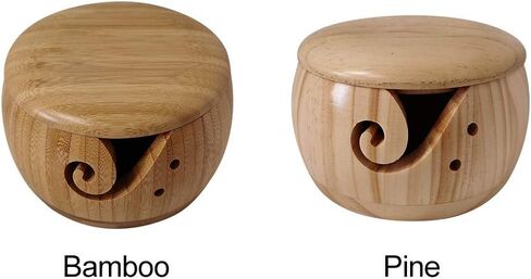 وعاء غزل KASCLINO للحياكة، وعاء تخزين صوف غزل خشبي مصنوع يدويًا لحياكة الكروشيه، حرفة مع غطاء سلة مستديرة لتخزين الصوف المحمول ملحقات DIY (أزرق) in Kuwait