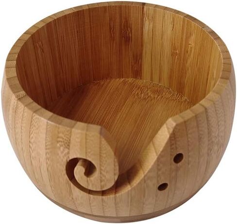 وعاء غزل KASCLINO للحياكة، وعاء تخزين صوف غزل خشبي مصنوع يدويًا لحياكة الكروشيه، حرفة مع غطاء سلة مستديرة لتخزين الصوف المحمول ملحقات DIY (أزرق) in Kuwait