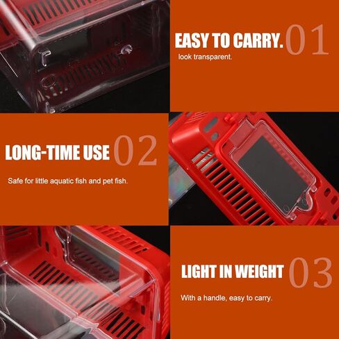 POPETPOP Betta Fish Tank Betta Fish Tank Mini Fish Tank - Portable Handheld Plastic Fish Tank Transparent Breeding Carrier Goldfish Pet Reptile Habitat Portable Jump Starter Fish Bowl in Saudi Arabia