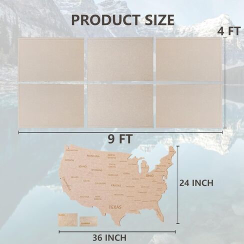 لوحة دبوس لخريطة الولايات المتحدة الأمريكية من Dazzle Bright، خريطة الولايات المتحدة مع دبابيس لوضع علامة على الرحلات، خريطة الولايات المتحدة مقاس 36 × 24 بوصة مع لوحة إعلانات الدبوس، ديكور عرض الحائط للصور المعلقة بنفسك للأزواج in Kuwait