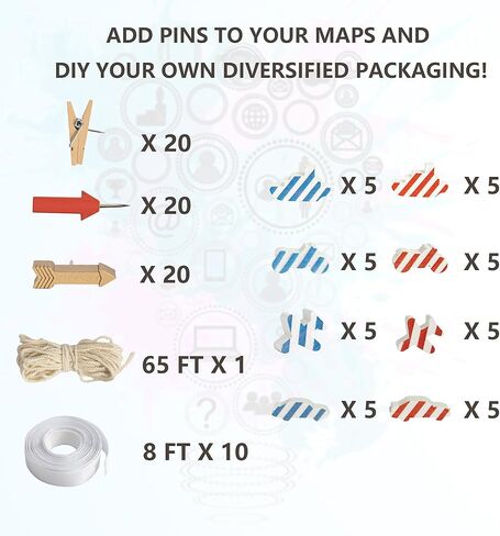 لوحة دبوس لخريطة الولايات المتحدة الأمريكية من Dazzle Bright، خريطة الولايات المتحدة مع دبابيس لوضع علامة على الرحلات، خريطة الولايات المتحدة مقاس 36 × 24 بوصة مع لوحة إعلانات الدبوس، ديكور عرض الحائط للصور المعلقة بنفسك للأزواج in Kuwait