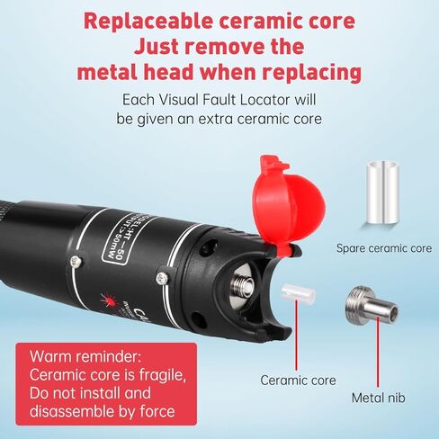 Moocci Fiber Visual Fault Locator 30mW 30KM - مجموعة أدوات اختبار كابلات الألياف الضوئية VFL مع محول FC ذكر إلى LC أنثى - كاشف اختبار مصدر أدوات الألياف البصرية لـ LC/FC/SC/ST، اختبار كابل الشبكة in Kuwait