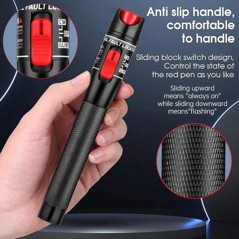 Moocci Fiber Visual Fault Locator 30mW 30KM - مجموعة أدوات اختبار كابلات الألياف الضوئية VFL مع محول FC ذكر إلى LC أنثى - كاشف اختبار مصدر أدوات الألياف البصرية لـ LC/FC/SC/ST، اختبار كابل الشبكة in Kuwait