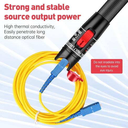 Moocci Fiber Visual Fault Locator 30mW 30KM - مجموعة أدوات اختبار كابلات الألياف الضوئية VFL مع محول FC ذكر إلى LC أنثى - كاشف اختبار مصدر أدوات الألياف البصرية لـ LC/FC/SC/ST، اختبار كابل الشبكة in Kuwait