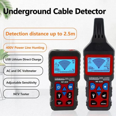 QDTimes Cable and Network Tester NF-826 High Voltage Wire Tracker Portable Telephone Cable Locator Underground Pipe Detector Professional Cable Finder in Saudi Arabia