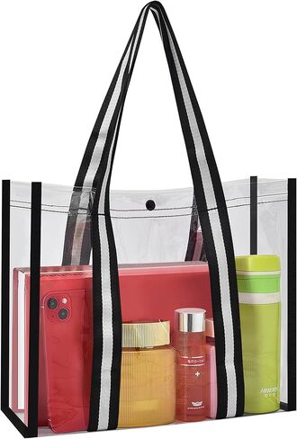 MAY TREE حقيبة شفافة للأمان للسفر وصالة الألعاب الرياضية، حقيبة شفافة مثالية للعمل والحفلات والألعاب الرياضية باللون الأسود in Kuwait