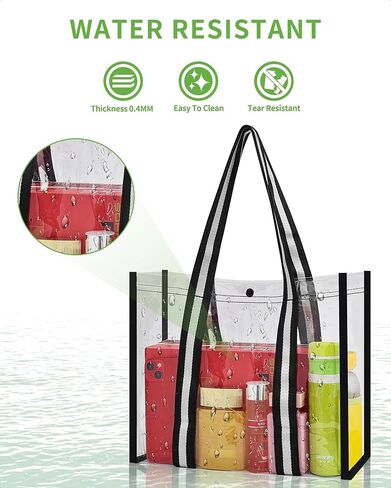 MAY TREE حقيبة شفافة للأمان للسفر وصالة الألعاب الرياضية، حقيبة شفافة مثالية للعمل والحفلات والألعاب الرياضية باللون الأسود in Kuwait