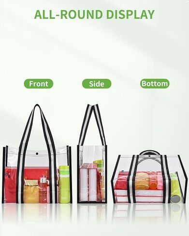 MAY TREE حقيبة شفافة للأمان للسفر وصالة الألعاب الرياضية، حقيبة شفافة مثالية للعمل والحفلات والألعاب الرياضية باللون الأسود in Kuwait