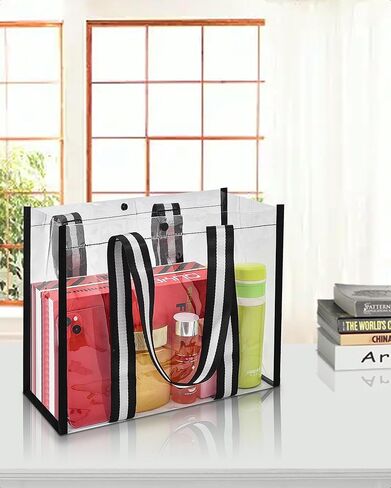 MAY TREE حقيبة شفافة للأمان للسفر وصالة الألعاب الرياضية، حقيبة شفافة مثالية للعمل والحفلات والألعاب الرياضية باللون الأسود in Kuwait