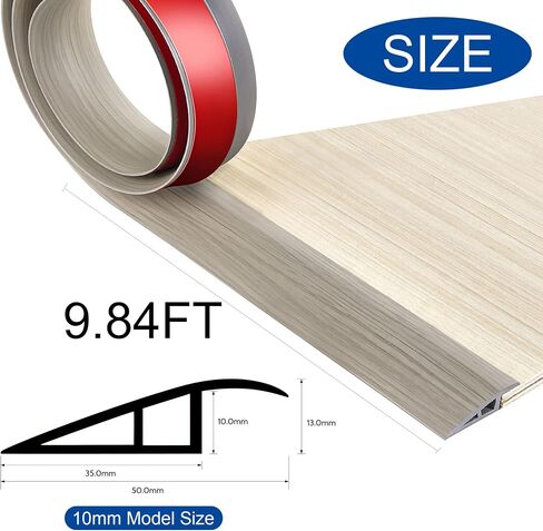 BNELL Floor Transition Strip Self Adhesive-PVC Carpet & Floor Edging Trim Strip,Threshold Transitions Suitable for Threshold Height Less Than 10mm (9.84FT_Gray Wood Grain) in Saudi Arabia