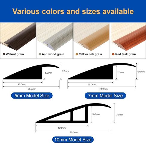 BNELL Floor Transition Strip Self Adhesive-PVC Carpet & Floor Edging Trim Strip,Threshold Transitions Suitable for Threshold Height Less Than 10mm (9.84FT_Gray Wood Grain) in Saudi Arabia