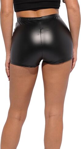 PU Booty Shorts - Sexy Faux Patent Leather, High Waist Hotpants with Tight Fit - Latex-Like Shorts in Saudi Arabia