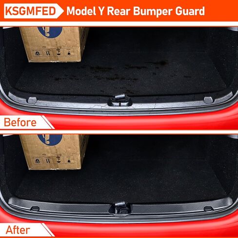 KSGMFED 3 قطع واقي ممتص الصدمات الخلفي لملحقات Tesla Model X 2023 2022، واقي ممتص للصدمات خلفي متوافق مع الملحقات الداخلية للطراز X، واقي غطاء حافة صندوق السيارة (ألياف الكربون ثلاثية الأبعاد) in Kuwait