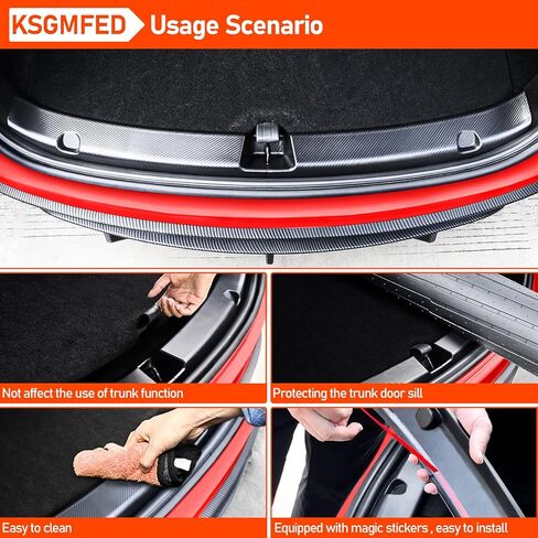 KSGMFED 3 قطع واقي ممتص الصدمات الخلفي لملحقات Tesla Model X 2023 2022، واقي ممتص للصدمات خلفي متوافق مع الملحقات الداخلية للطراز X، واقي غطاء حافة صندوق السيارة (ألياف الكربون ثلاثية الأبعاد) in Kuwait