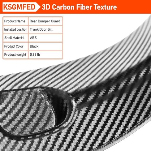 KSGMFED 3 قطع واقي ممتص الصدمات الخلفي لملحقات Tesla Model X 2023 2022، واقي ممتص للصدمات خلفي متوافق مع الملحقات الداخلية للطراز X، واقي غطاء حافة صندوق السيارة (ألياف الكربون ثلاثية الأبعاد) in Kuwait