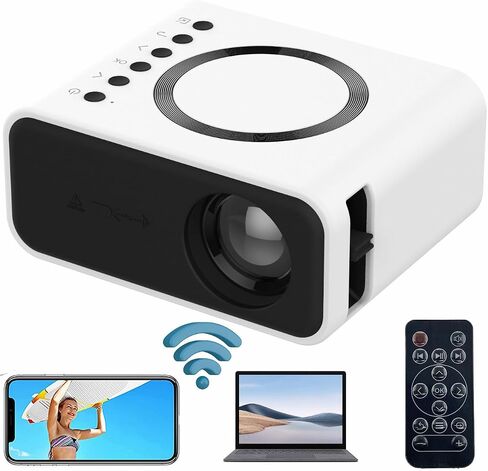 Portable Mini Projector with wifi for iPhone android phone win10 laptop,with Remote Controller Built-in Speaker wireless connect,Audio Port, Tablet USB Flash Driver Compatible in Saudi Arabia