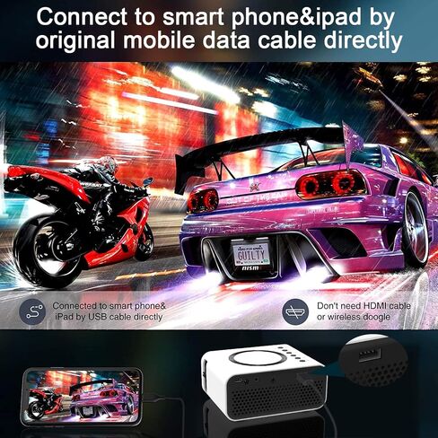 Portable Mini Projector with wifi for iPhone android phone win10 laptop,with Remote Controller Built-in Speaker wireless connect,Audio Port, Tablet USB Flash Driver Compatible in Saudi Arabia