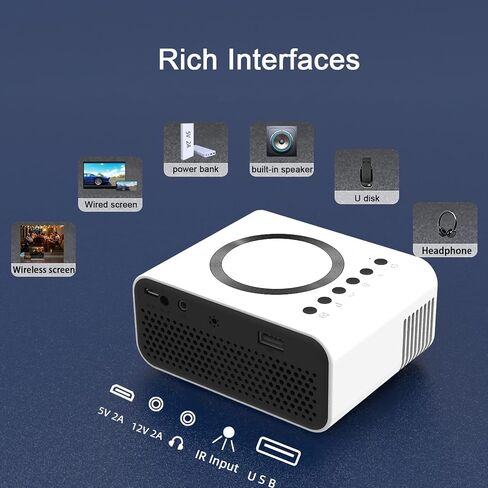 Portable Mini Projector with wifi for iPhone android phone win10 laptop,with Remote Controller Built-in Speaker wireless connect,Audio Port, Tablet USB Flash Driver Compatible in Saudi Arabia