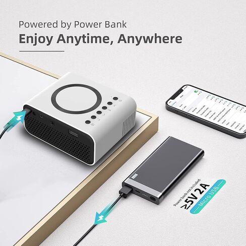 Portable Mini Projector with wifi for iPhone android phone win10 laptop,with Remote Controller Built-in Speaker wireless connect,Audio Port, Tablet USB Flash Driver Compatible in Saudi Arabia