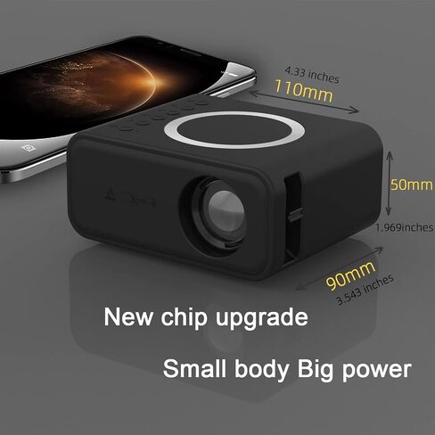 Portable Mini Projector with wifi for iPhone android phone win10 laptop,with Remote Controller Built-in Speaker wireless connect,Audio Port, Tablet USB Flash Driver Compatible in Saudi Arabia