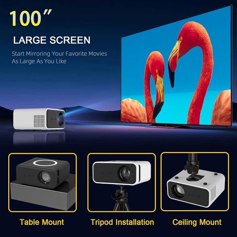 Portable Mini Projector with wifi for iPhone android phone win10 laptop,with Remote Controller Built-in Speaker wireless connect,Audio Port, Tablet USB Flash Driver Compatible in Saudi Arabia
