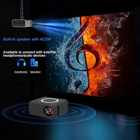 Portable Mini Projector with wifi for iPhone android phone win10 laptop,with Remote Controller Built-in Speaker wireless connect,Audio Port, Tablet USB Flash Driver Compatible in Saudi Arabia