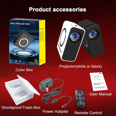 Portable Mini Projector with wifi for iPhone android phone win10 laptop,with Remote Controller Built-in Speaker wireless connect,Audio Port, Tablet USB Flash Driver Compatible in Saudi Arabia