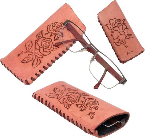TOFERNER Elegant handcrafted leather eyeglass case made from genuine cowhide in Saudi Arabia