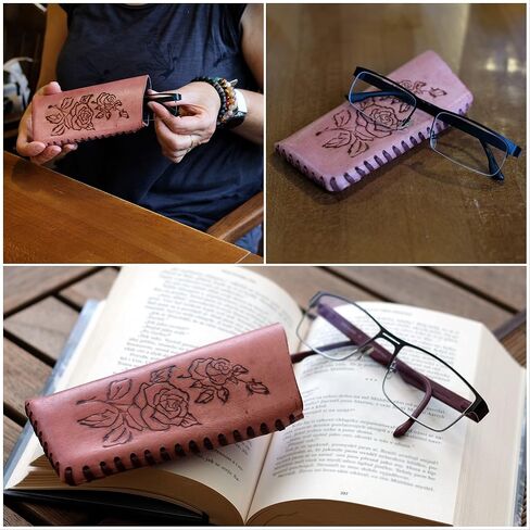 TOFERNER Elegant handcrafted leather eyeglass case made from genuine cowhide in Saudi Arabia