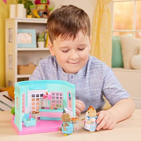 Li’l Woodzeez – Scoops & Sprinkles Ice Cream Shop – 21Pcs Dollhouse Playset – 2 Posable Doll Figures & 1 Storybook Included – Miniature Food & Accessories – Stackable Playset for Kids 3+ in Saudi Arabia