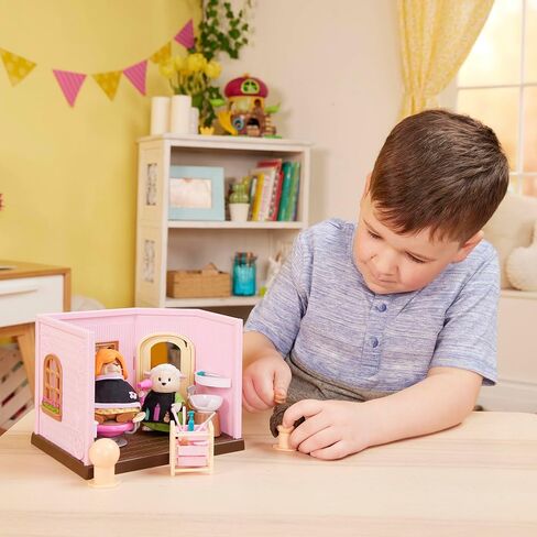Li’l Woodzeez – Scoops & Sprinkles Ice Cream Shop – 21Pcs Dollhouse Playset – 2 Posable Doll Figures & 1 Storybook Included – Miniature Food & Accessories – Stackable Playset for Kids 3+ in Saudi Arabia