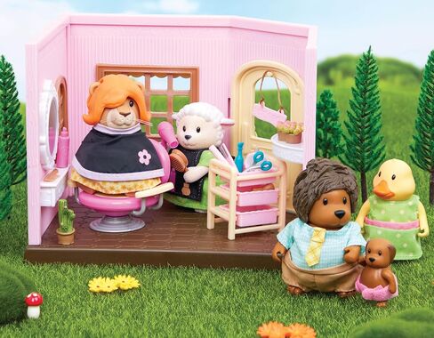 Li’l Woodzeez – Scoops & Sprinkles Ice Cream Shop – 21Pcs Dollhouse Playset – 2 Posable Doll Figures & 1 Storybook Included – Miniature Food & Accessories – Stackable Playset for Kids 3+ in Saudi Arabia