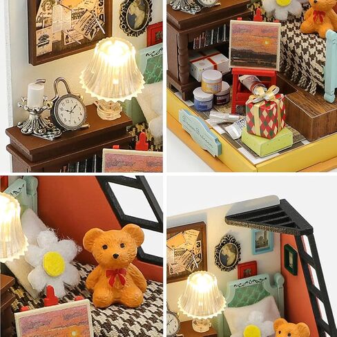 مجموعة بيت الدمى المصغرة DIY بيت الدمى الخشبية مع مجموعة بناء منزل صغير لغرفة إبداعية LED كهدية عيد ميلاد (قهوة تسومي) in Kuwait
