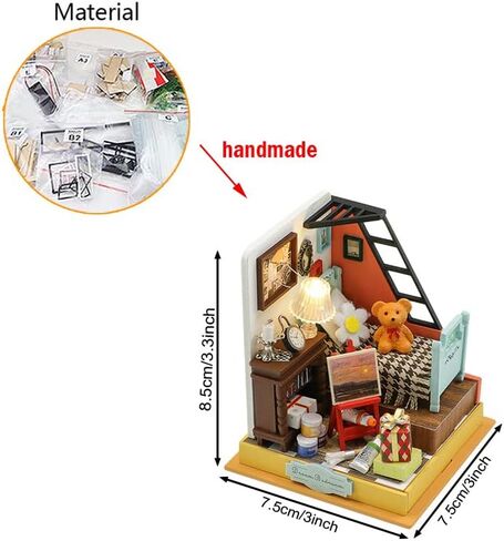 مجموعة بيت الدمى المصغرة DIY بيت الدمى الخشبية مع مجموعة بناء منزل صغير لغرفة إبداعية LED كهدية عيد ميلاد (قهوة تسومي) in Kuwait