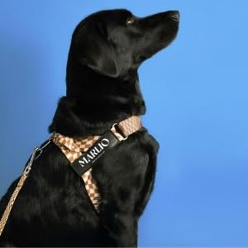 Marlio Adjustable Dog Harness - Stop Pulling, Ensure Comfort, and Style with Easy-On, Unique Prints and Matching Leashes Available - Medium, Tan Checkered in Saudi Arabia