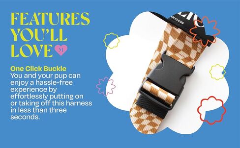 Marlio Adjustable Dog Harness - Stop Pulling, Ensure Comfort, and Style with Easy-On, Unique Prints and Matching Leashes Available - Medium, Tan Checkered in Saudi Arabia