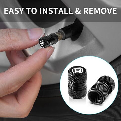 Metal Auto Tire Valve Stem Compatible with Honda Civic CR-V CRV Accord Pilot LX EX EX-L Series Accessories 4pcs Black in Saudi Arabia