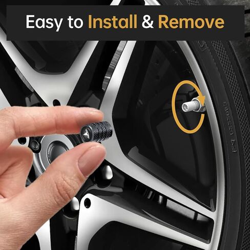 Car Tire Valve Stem Caps Compatible with Model 3, S, X, Y Accessories, Leakproof Corrosion Resistant Tire Valve Caps Compatible with Tesla Model Y Car Accessories, Black in Saudi Arabia