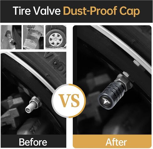 Car Tire Valve Stem Caps Compatible with Model 3, S, X, Y Accessories, Leakproof Corrosion Resistant Tire Valve Caps Compatible with Tesla Model Y Car Accessories, Black in Saudi Arabia
