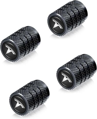 Car Tire Valve Stem Caps Compatible with Model 3, S, X, Y Accessories, Leakproof Corrosion Resistant Tire Valve Caps Compatible with Tesla Model Y Car Accessories, Black in Saudi Arabia