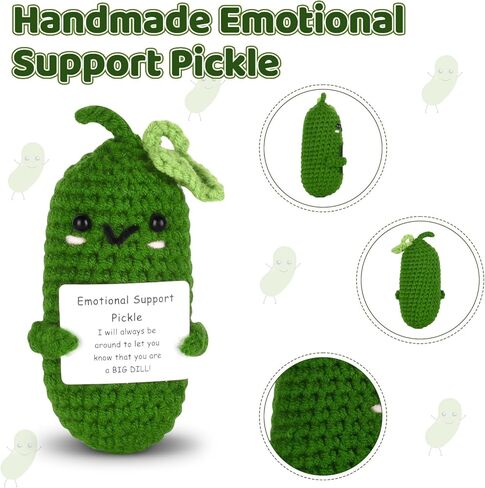 مخلل الدعم العاطفي، هدية مخلل الدعم العاطفي المضحكة المصنوعة يدويًا، هدايا ملهمة مخلل مخلل كروشيه لطيف، دمية خيار محبوكة، هدايا مخلل مضحكة in Kuwait