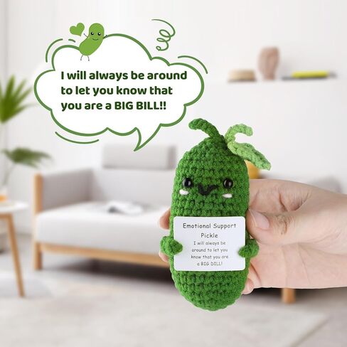 مخلل الدعم العاطفي، هدية مخلل الدعم العاطفي المضحكة المصنوعة يدويًا، هدايا ملهمة مخلل مخلل كروشيه لطيف، دمية خيار محبوكة، هدايا مخلل مضحكة in Kuwait