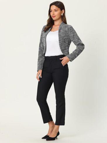 Hobemty Women's Tweed Shrug Top Long Sleeve Open Front Elegant Cropped Cardigan in Saudi Arabia