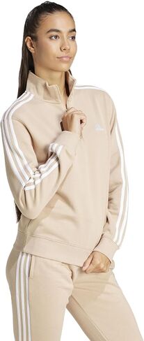 adidas Essentials 3-Stripes 1/4 Zip Sweatshirt Magic Beige MD in Saudi Arabia