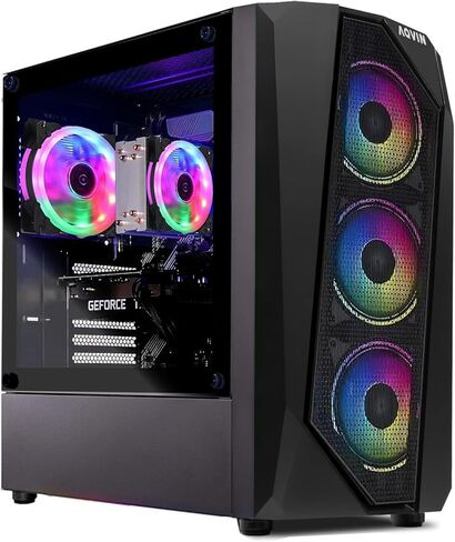 سطح المكتب للألعاب AQVIN AQ50 - بطاقة رسومات Radeon RX 580 بسعة 8 جيجابايت، ومعالج Intel i7 حتى 3.50 جيجاهرتز، و1 تيرابايت SSD و32 جيجابايت من ذاكرة الوصول العشوائي DDR4، وHDMI، ونظام التشغيل Windows 10 Pro - أسود in Kuwait