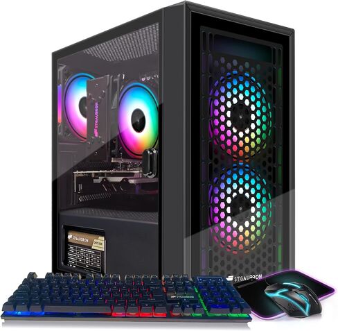 STGAubron-Gaming PC Computer Desktop-RX 560 4GB-Intel i7 Xeon E5 3.0GHz-16GB RAM-512GB SSD WiFi BT-5.0,W10H64, RGB Fanx3, RGB Keyboard & Mouse & Mouse Pad-Gaming Computer Tower-for Gamer,Streaming in Saudi Arabia